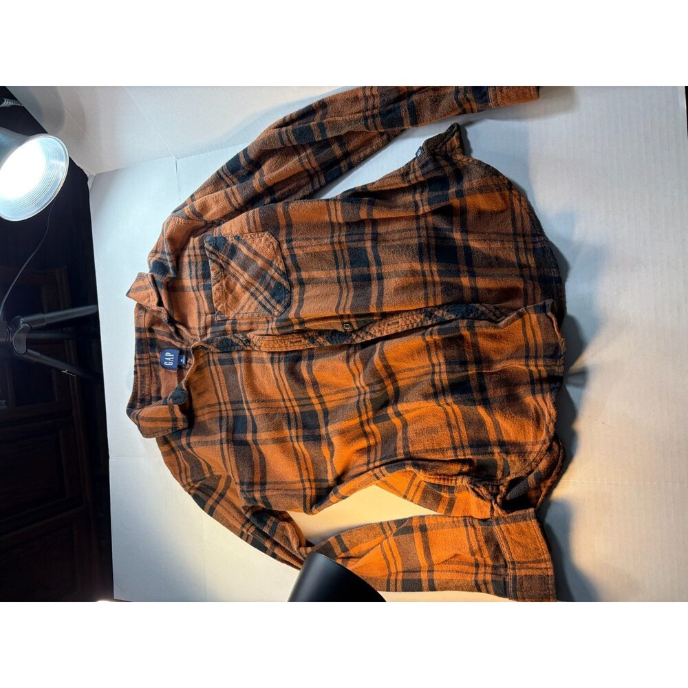 GAP Mens XL Long Sleeve Button Down Brown Fleece Shirt
